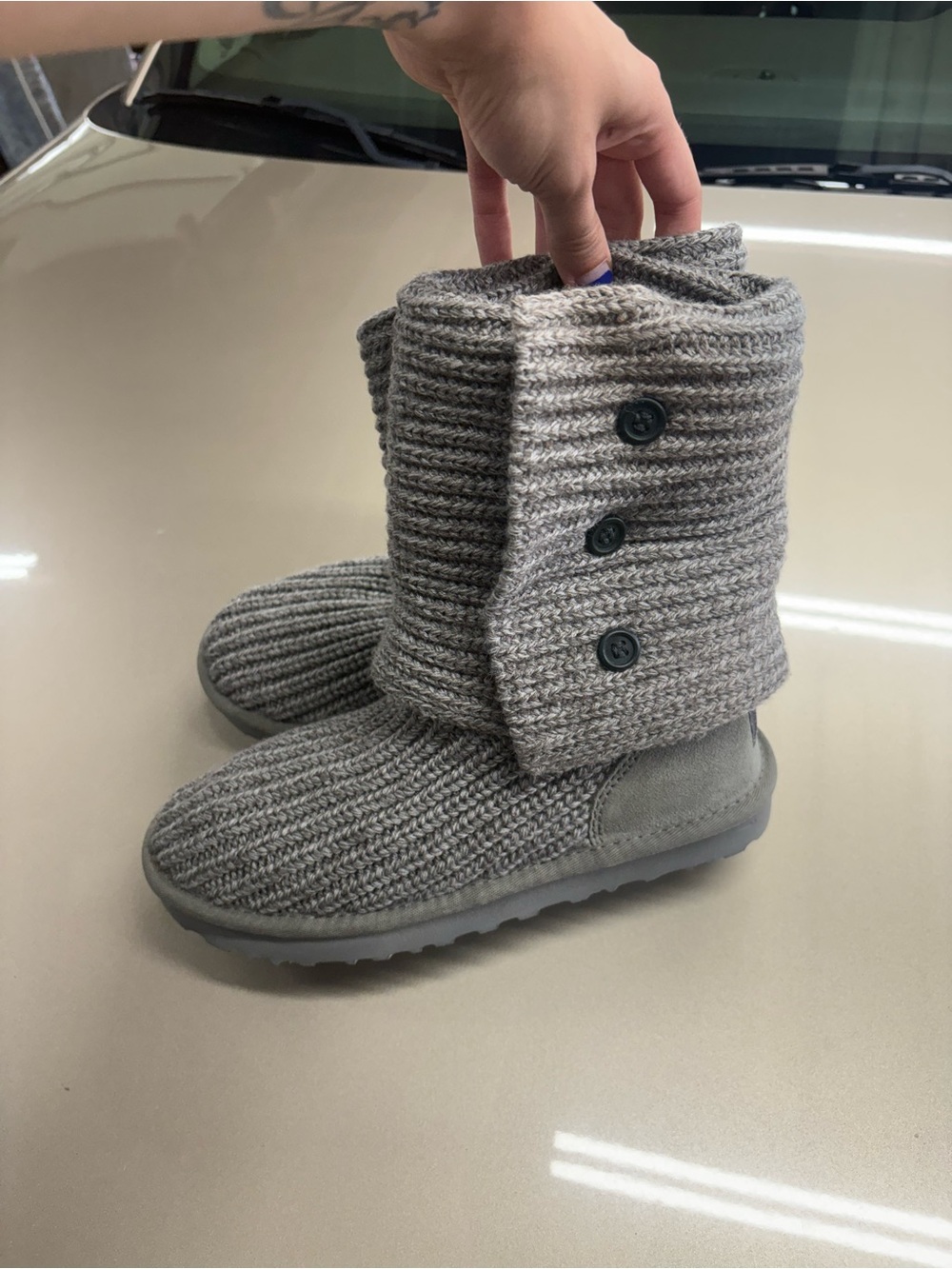 Women's Cozy Knit UGG Boot - Gray